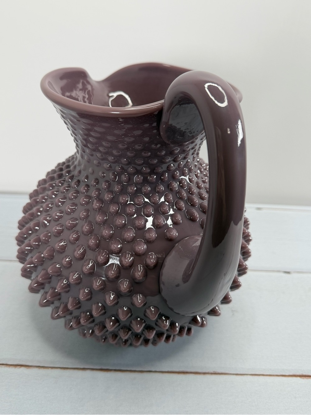Mosser Glass Gigi Hobnail Pitcher Eggplant Purple 70 oz Fenton Mold - Picture 10 of 14